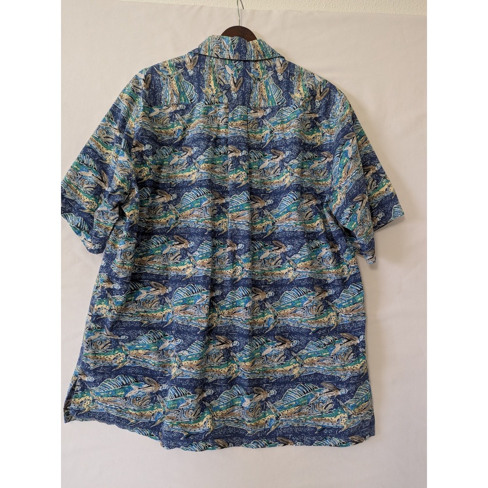 Kahala AVI Collection Mens XL Hawaiian Shirt Blue Flying Fish Cotton Hawaii - Picture 4 of 9